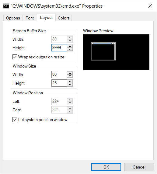 cmd.exe layout property panel (after)